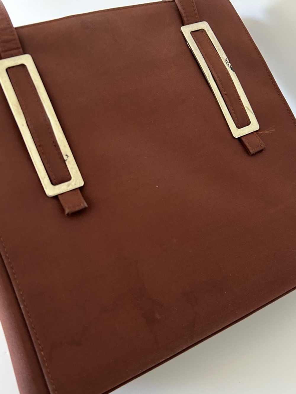 Vintage Y2K Handbag Shoulder Tote (Flawed) - Unbranded - Color: Burgundy/Brown - Picture 15 of 16